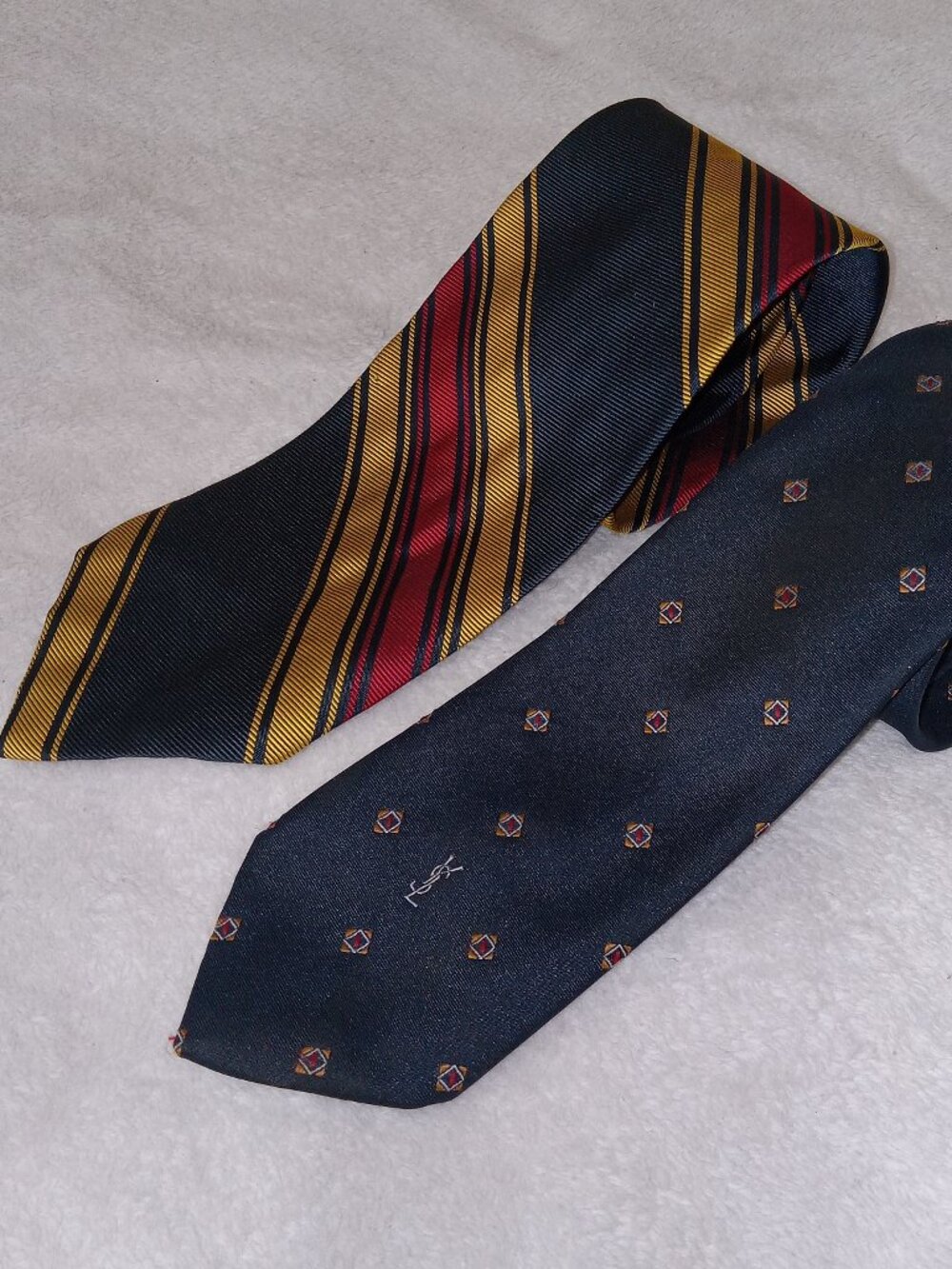 Vintage Yves Saint Laurent YSL Silk Tie Lot 2 Paris New York Designer TLC